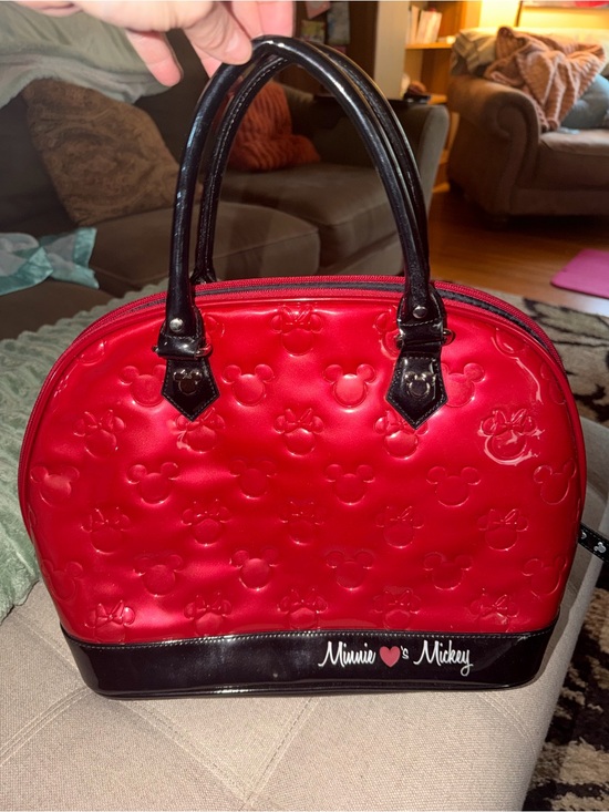 Disney Handbags - Disney Red Patent Minnie & Mickey Dome Satchel with Black Trim